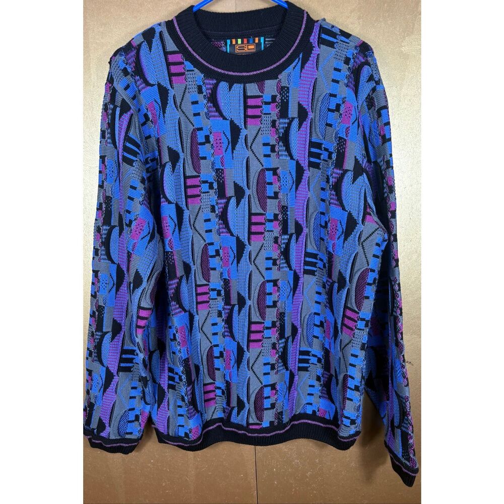 Steven Land vintage coogi style knit sweater size L